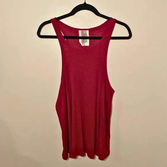 Free People • Red Maroon Flowy Racerback Tank Top Size L - Picture 1 of 5